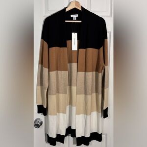 Calvin Klein Colorblock Open Front Cardigan Sweater XL NWT $89.50